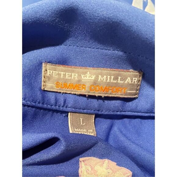 Peter Millar Summer Comfort Polo Size L Royal Blue Stretch Sweat Wicking - Picture 6 of 6